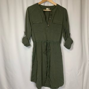 Paper Crane Dress Army Green Size Medium - Soft